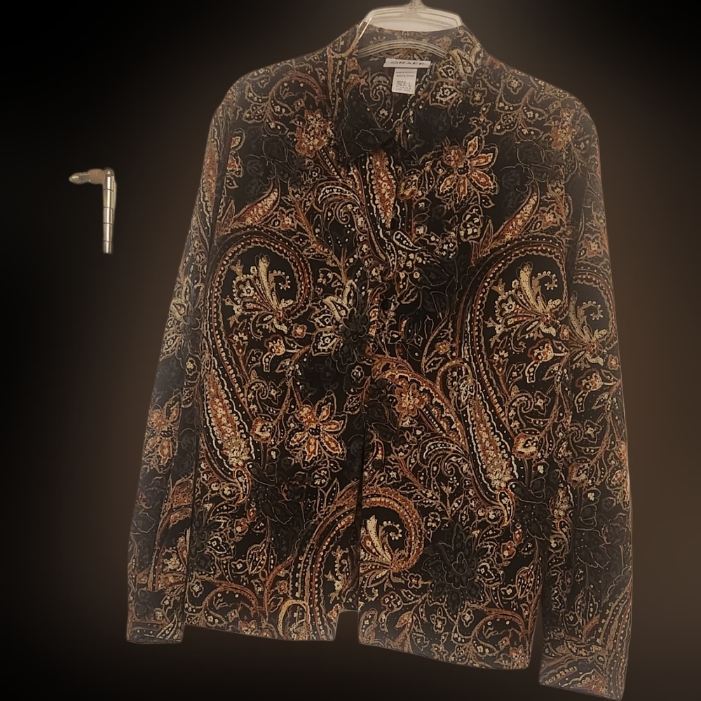 Paisley Button Down Shirt in Black and Brown